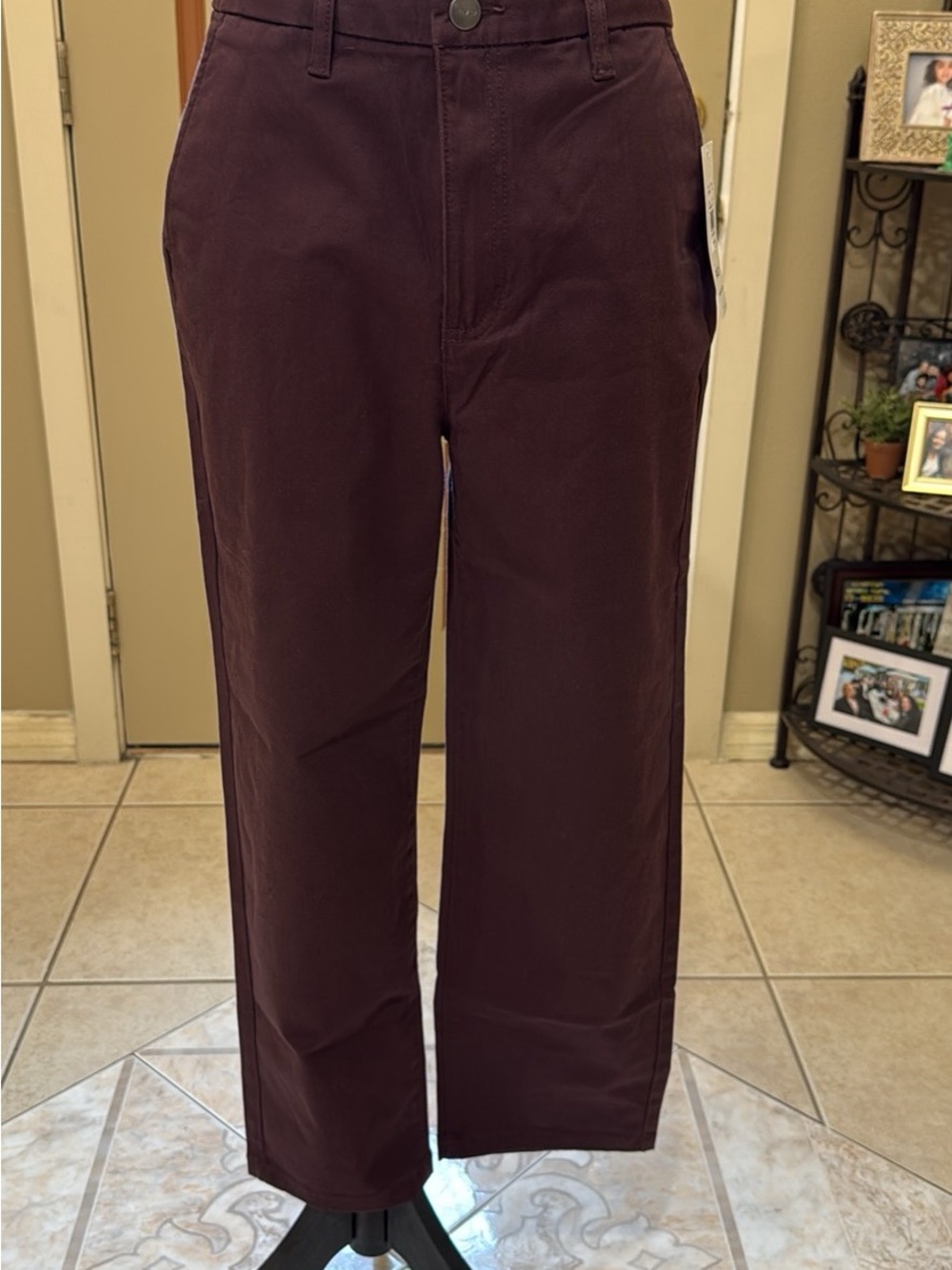 RVCA Women's Ankle-Length Pants in Deep Burgundy